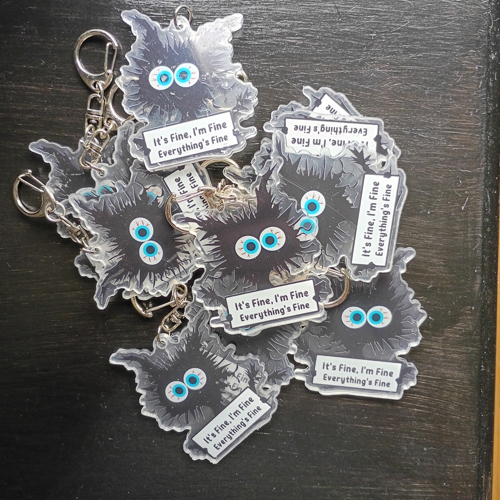 I'm Fine It's Fine Everything's Fine Acrylic Keychains, 10 Piece Bundle